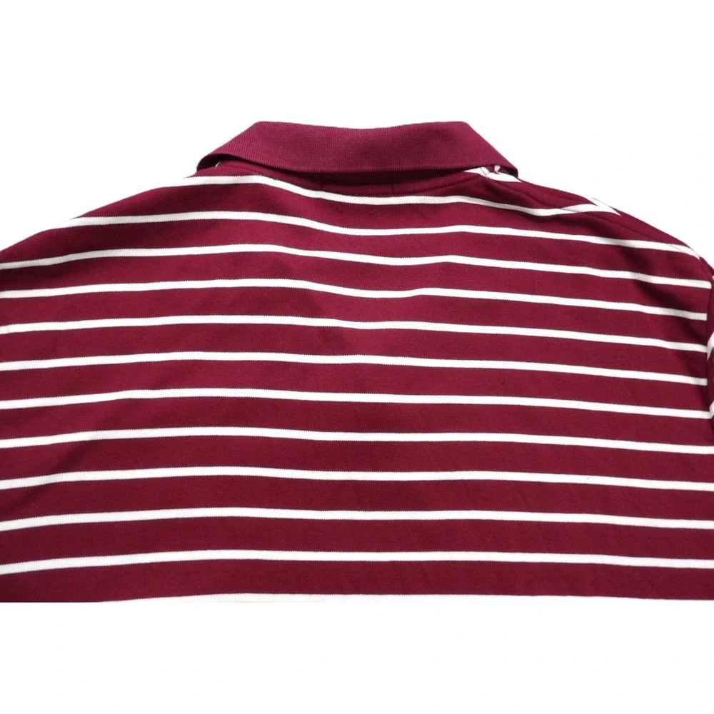 Polo Ralph Lauren Classic Fit Shirt Men XL Burgundy Striped Cotton Pony Logo EUC
